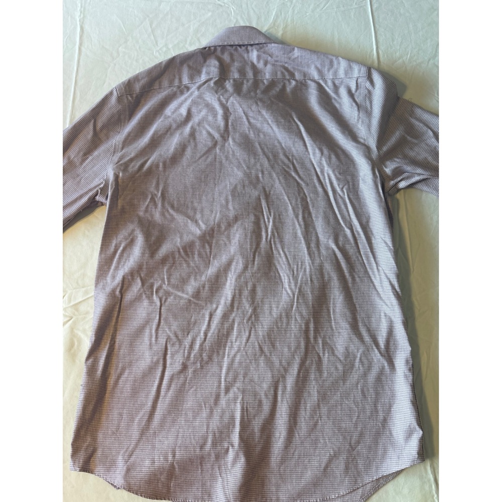 Banana Republic Dress Shirt Mens Medium Purple White Micro-Check Long Slv - Picture 12 of 13